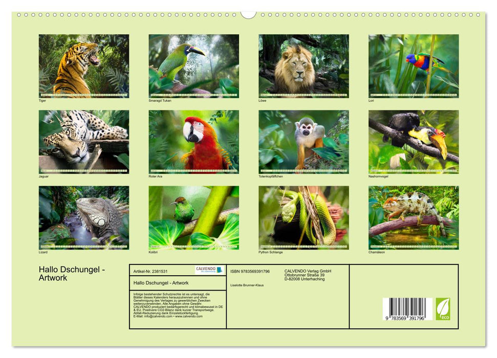 Hallo Dschungel - Artwork (CALVENDO Premium Wandkalender 2027)