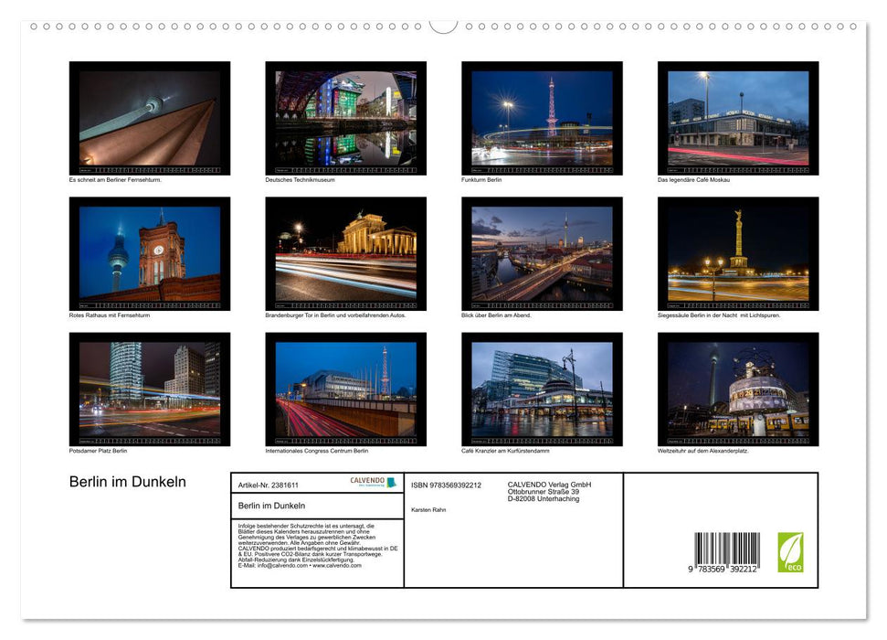 Berlin im Dunkeln (CALVENDO Premium Wandkalender 2027)