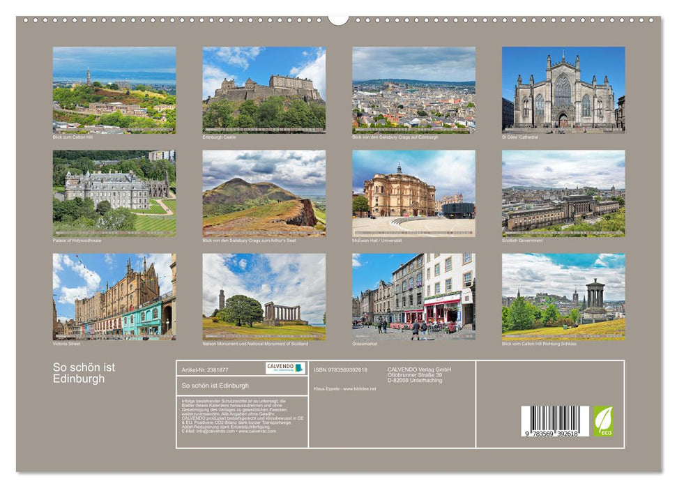 So schön ist Edinburgh (CALVENDO Premium Wandkalender 2027)