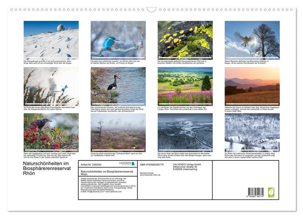 Naturschönheiten im Biosphärerenreservat Rhön (CALVENDO Wandkalender 2027)