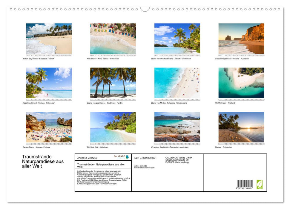 Traumstrände - Naturparadiese aus aller Welt (CALVENDO Wandkalender 2027)