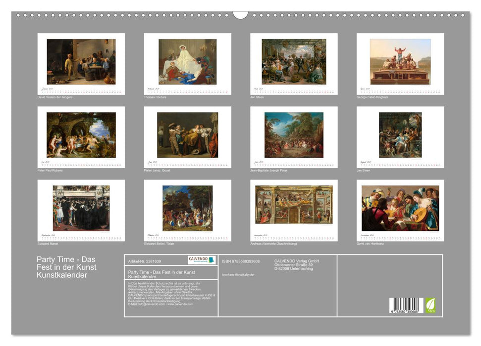 Party Time - Das Fest in der Kunst Kunstkalender (CALVENDO Wandkalender 2027)