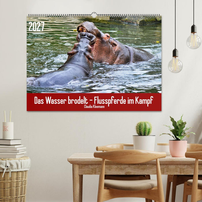 Das Wasser brodelt - Flusspferde im Kampf (CALVENDO Wandkalender 2027)