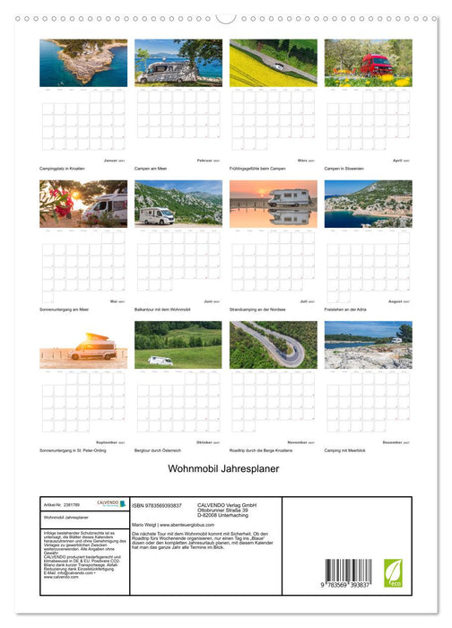 Wohnmobil Jahresplaner (CALVENDO Premium Wandkalender 2027)