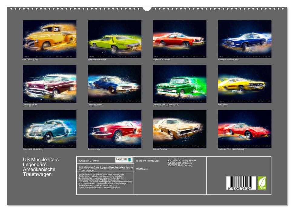 US Muscle Cars Legendäre Amerikanische Traumwagen (CALVENDO Premium Wandkalender 2027)