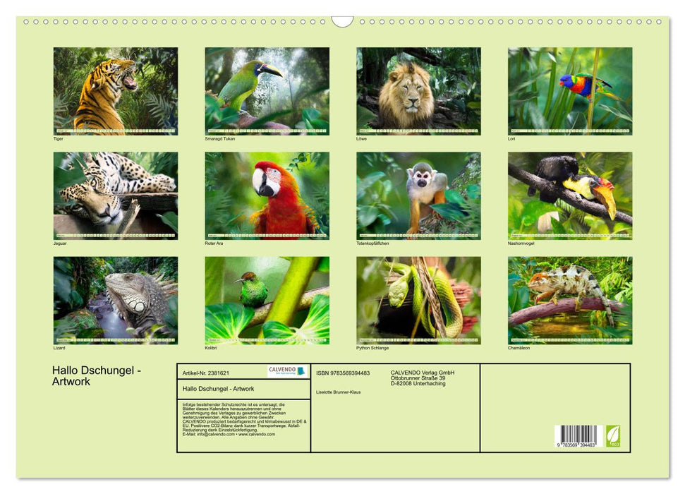 Hallo Dschungel - Artwork (CALVENDO Wandkalender 2027)
