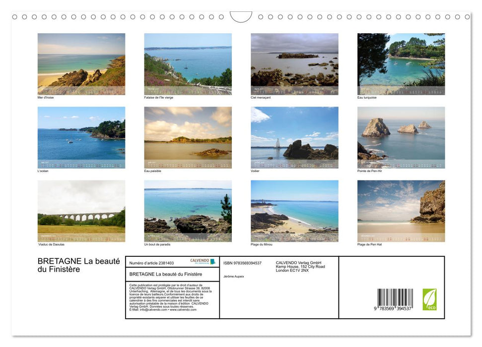 BRETAGNE La beauté du Finistère (CALVENDO Calendrier mensuel 2027)