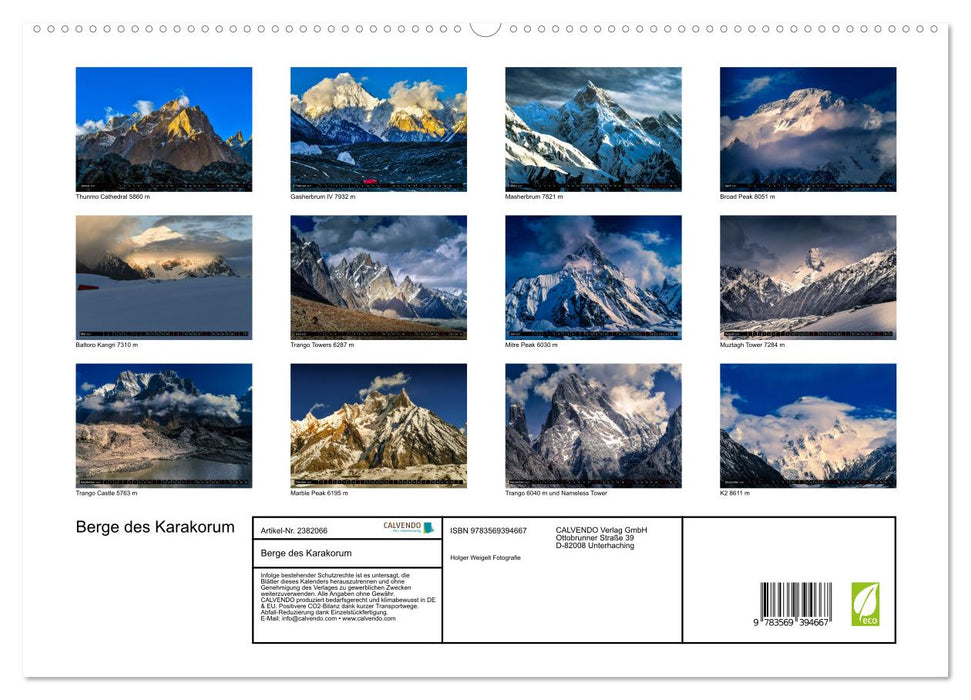 Berge des Karakorum (CALVENDO Premium Wandkalender 2027)