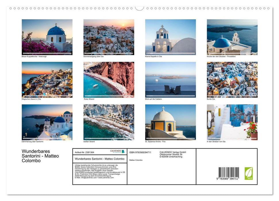 Wunderbares Santorini - Matteo Colombo (CALVENDO Premium Wandkalender 2027)