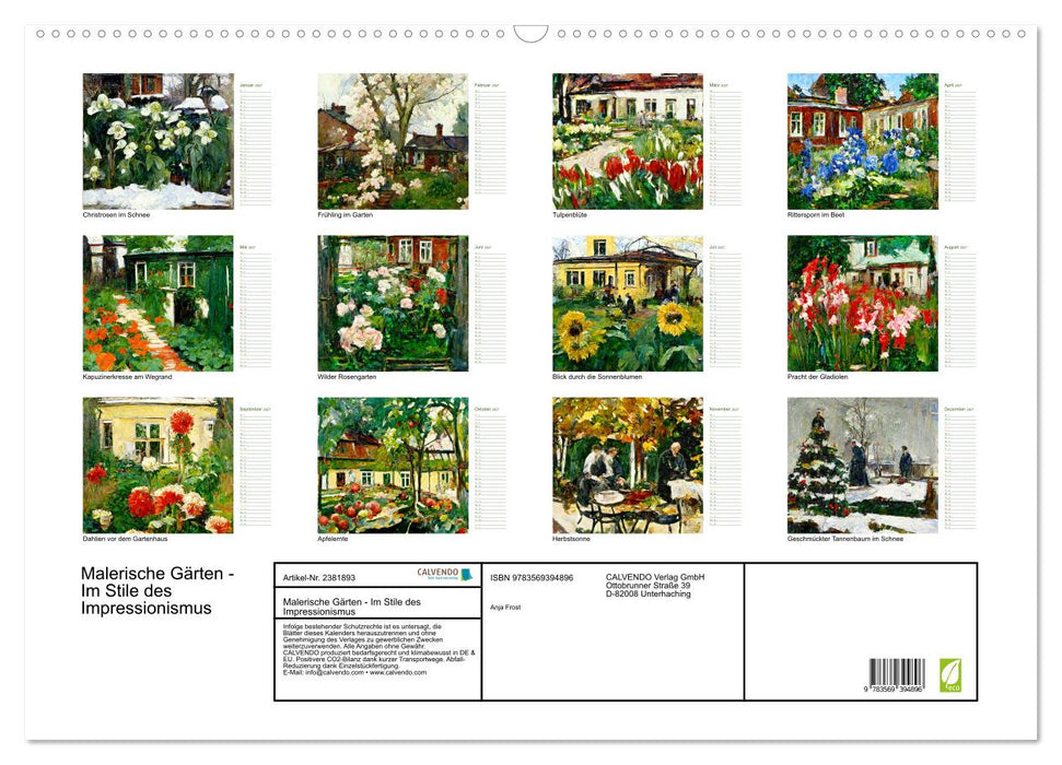 Malerische Gärten - Im Stile des Impressionismus (CALVENDO Wandkalender 2027)