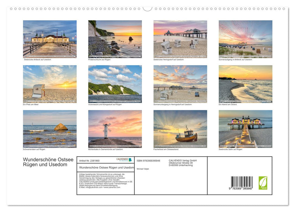Wunderschöne Ostsee Rügen und Usedom (CALVENDO Premium Wandkalender 2027)