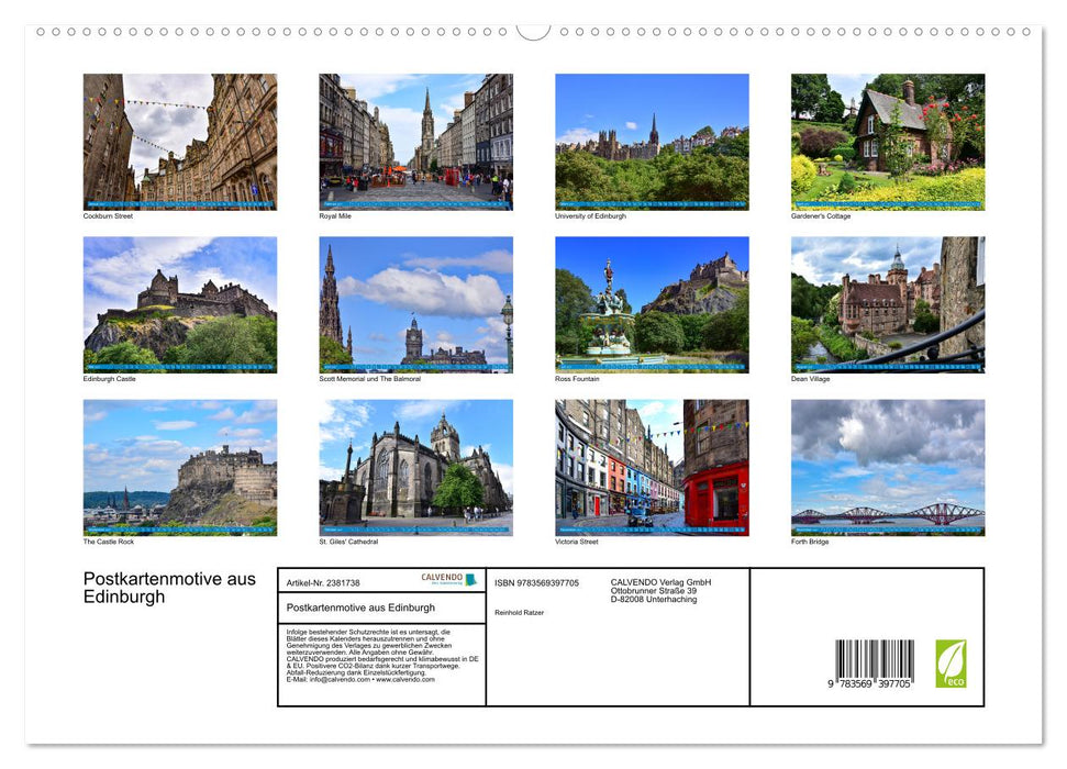 Postkartenmotive aus Edinburgh (CALVENDO Premium Wandkalender 2027)