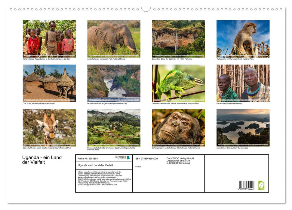 Uganda - ein Land der Vielfalt (CALVENDO Wandkalender 2027)