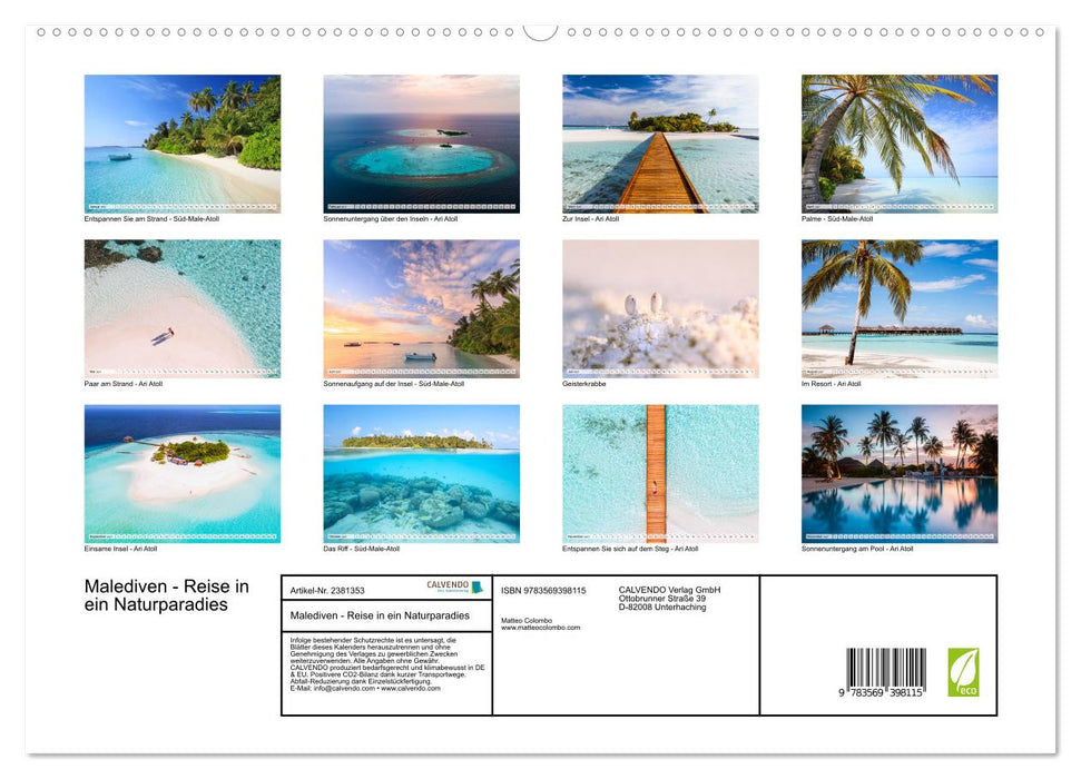 Malediven - Reise in ein Naturparadies (CALVENDO Premium Wandkalender 2027)