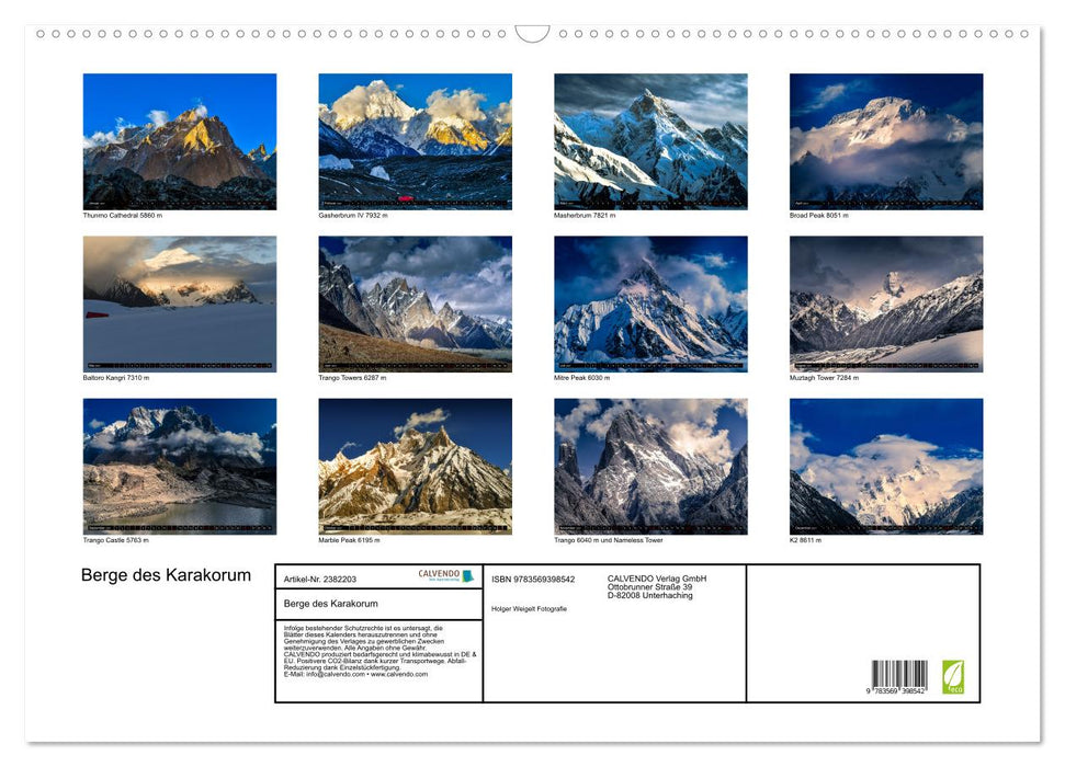 Berge des Karakorum (CALVENDO Wandkalender 2027)