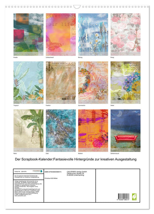 Der Scrapbook-Kalender:Fantasievolle Hintergründe zur kreativen Ausgestaltung (CALVENDO Wandkalender 2027)