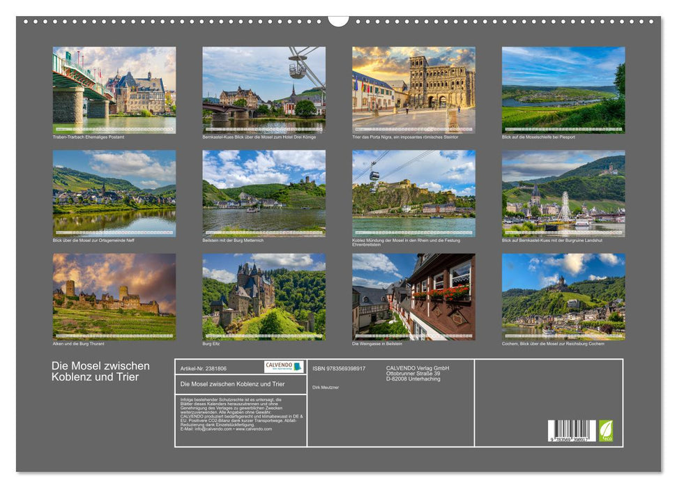 Die Mosel zwischen Koblenz und Trier (CALVENDO Wandkalender 2027)