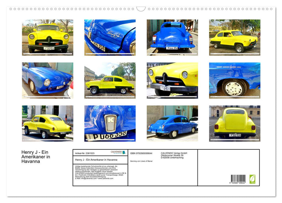 Henry J - Ein Amerikaner in Havanna (CALVENDO Wandkalender 2027)