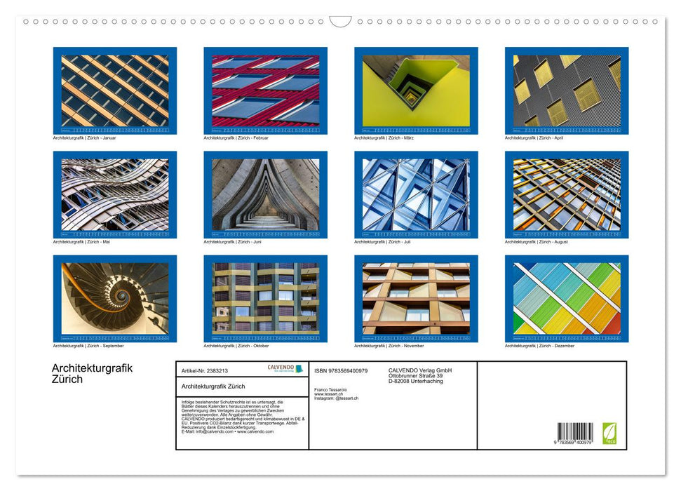 Architekturgrafik Zürich (CALVENDO Wandkalender 2027)