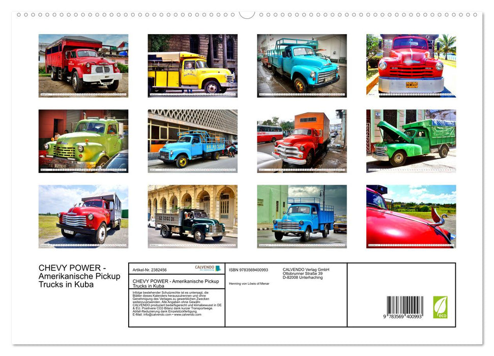 CHEVY POWER - Amerikanische Pickup Trucks in Kuba (CALVENDO Premium Wandkalender 2027)