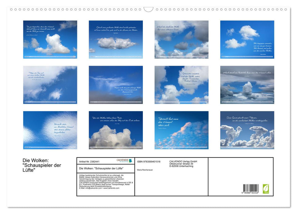 Die Wolken: "Schauspieler der Lüfte" (CALVENDO Wandkalender 2027)
