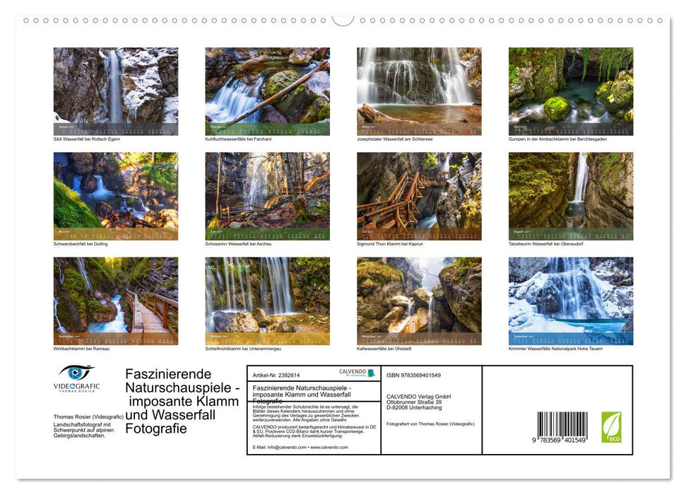 Faszinierende Naturschauspiele - imposante Klamm und Wasserfall Fotografie (CALVENDO Premium Wandkalender 2027)