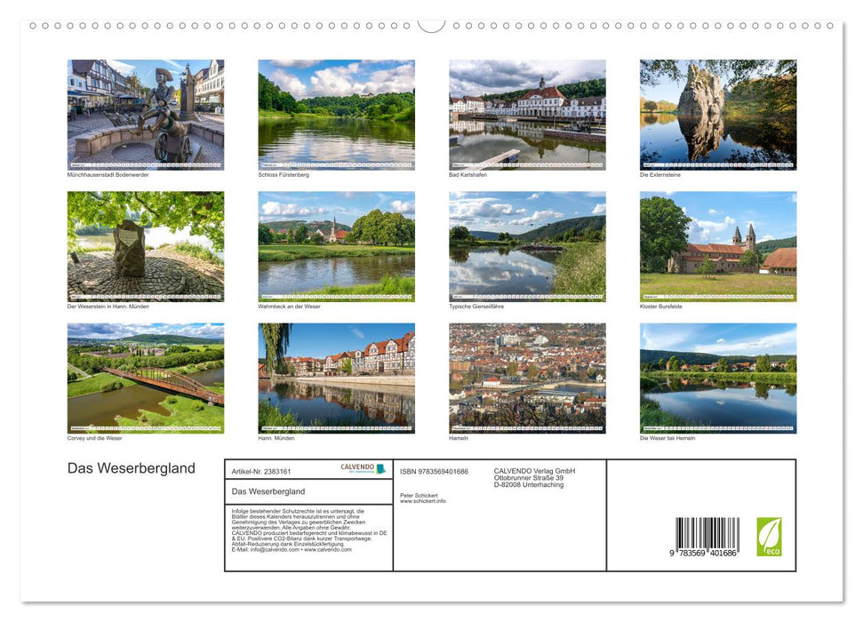 Das Weserbergland (CALVENDO Premium Wandkalender 2027)