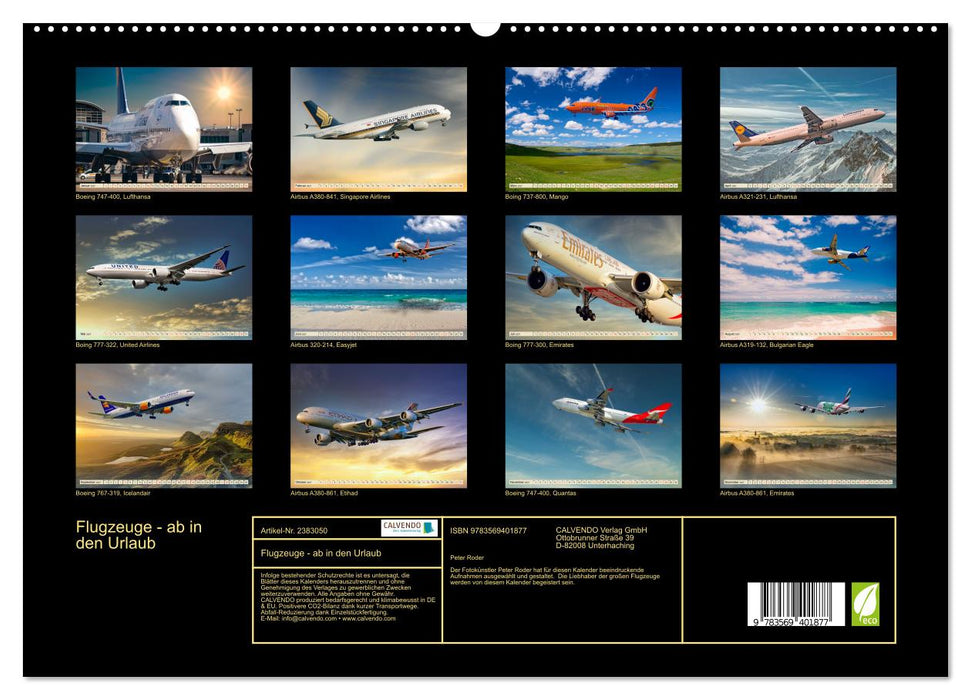 Flugzeuge - ab in den Urlaub (CALVENDO Premium Wandkalender 2027)