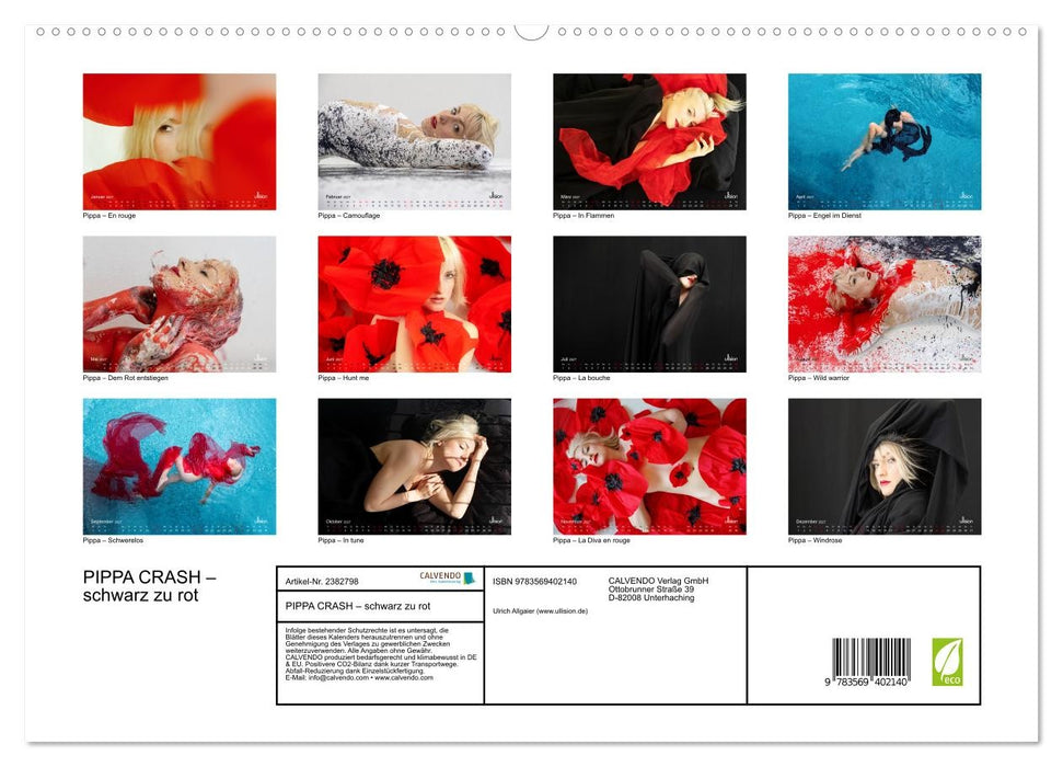 PIPPA CRASH – schwarz zu rot (CALVENDO Premium Wandkalender 2027)