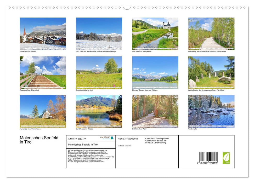Malerisches Seefeld in Tirol (CALVENDO Premium Wandkalender 2027)