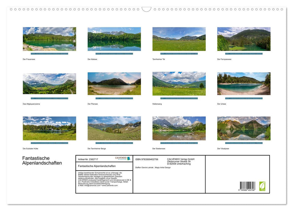Fantastische Alpenlandschaften (CALVENDO Wandkalender 2027)