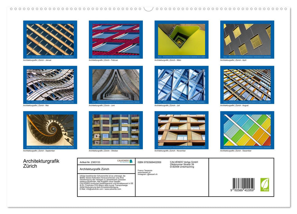 Architekturgrafik Zürich (CALVENDO Premium Wandkalender 2027)