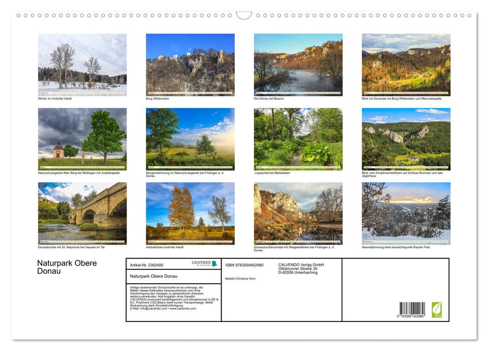 Naturpark Obere Donau (CALVENDO Wandkalender 2027)