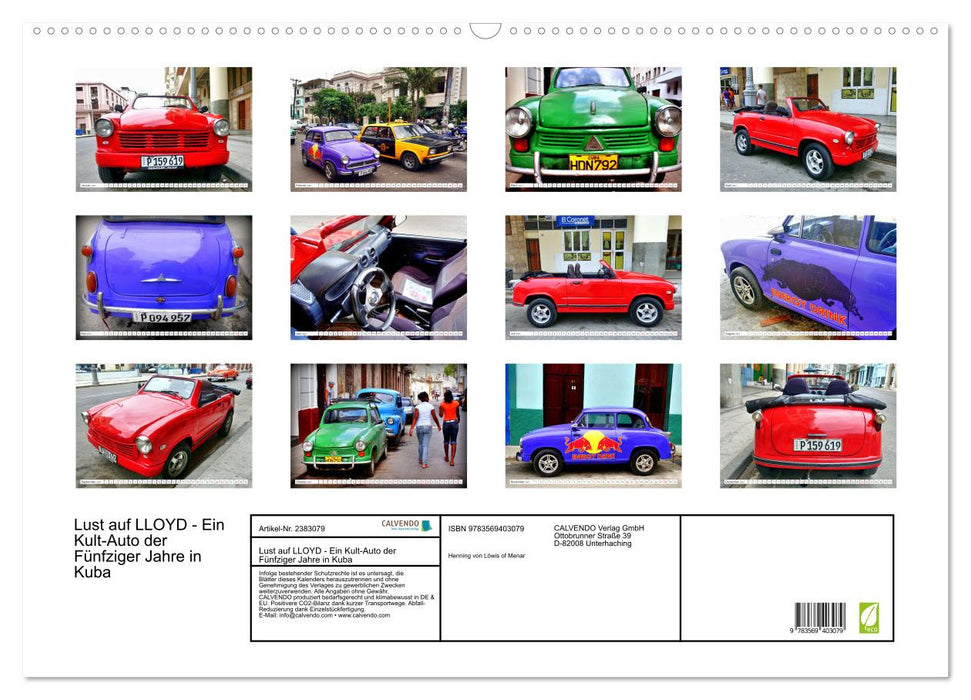 Lust auf LLOYD - Ein Kult-Auto der Fünfziger Jahre in Kuba (CALVENDO Wandkalender 2027)