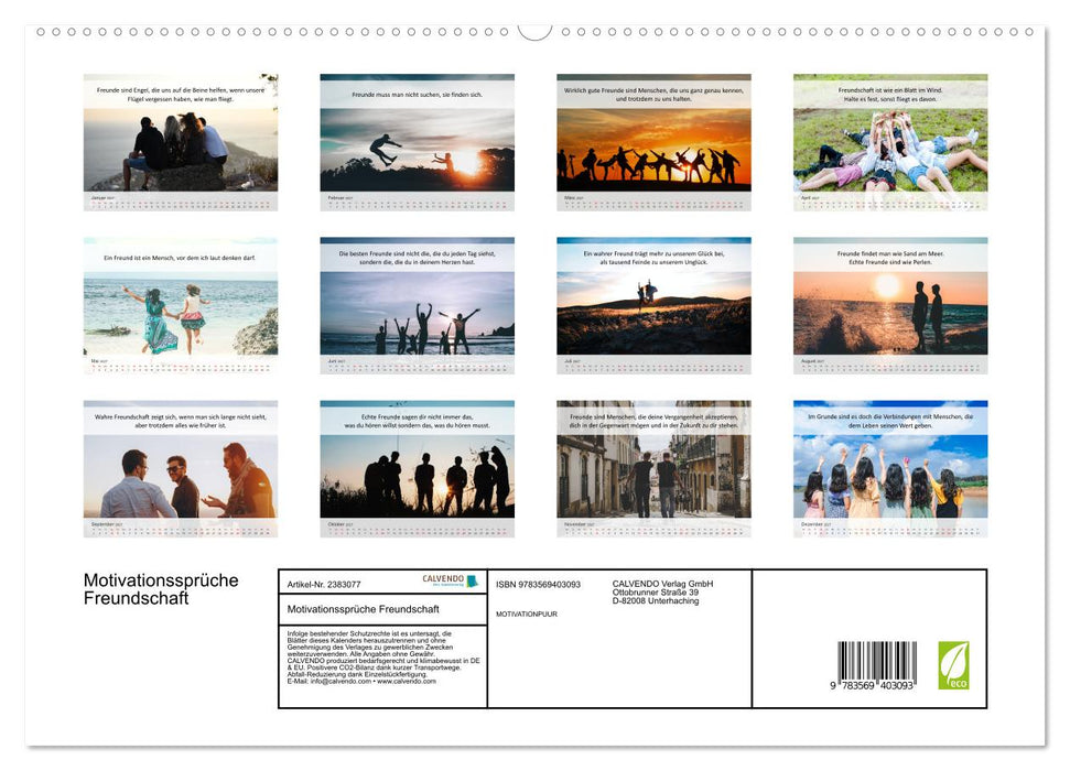 Motivationssprüche Freundschaft (CALVENDO Premium Wandkalender 2027)