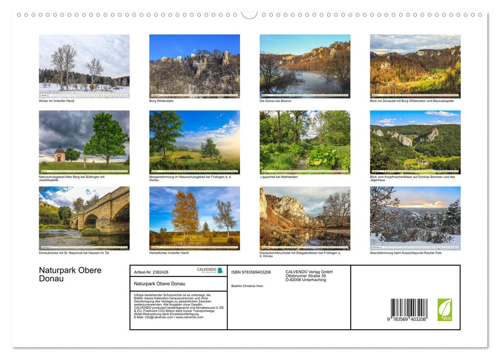 Naturpark Obere Donau (CALVENDO Premium Wandkalender 2027)