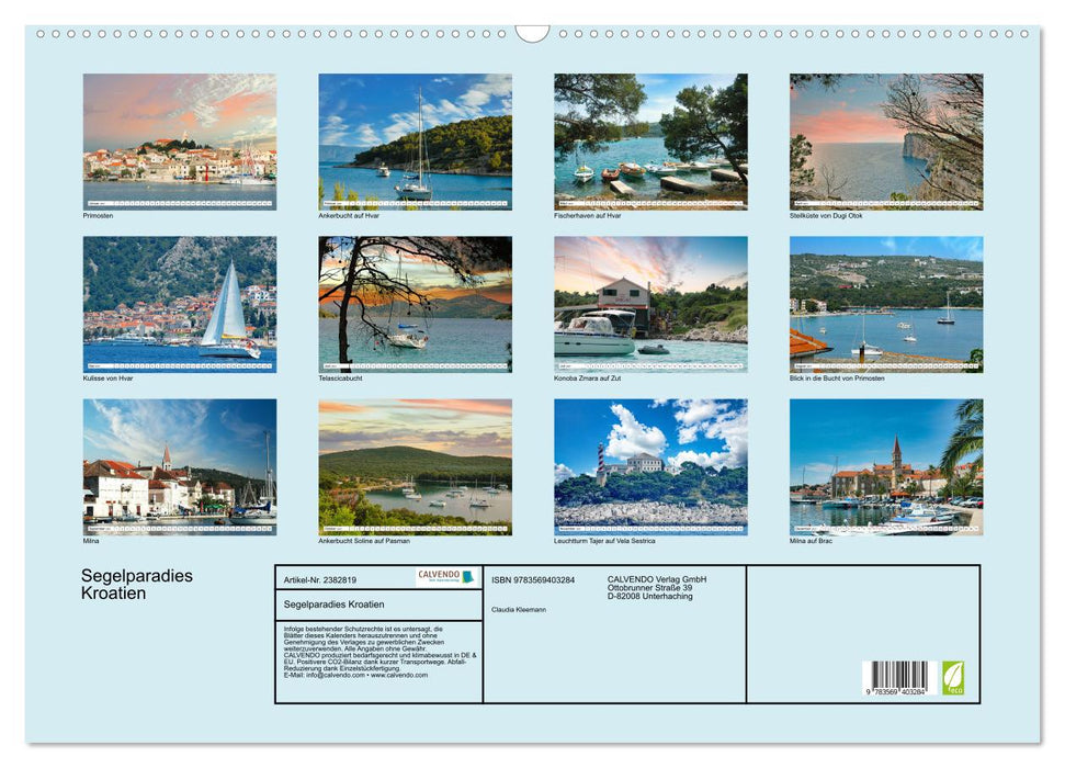 Segelparadies Kroatien (CALVENDO Wandkalender 2027)
