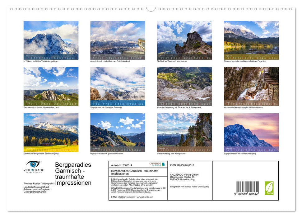 Bergparadies Garmisch - traumhafte Impressionen (CALVENDO Premium Wandkalender 2027)