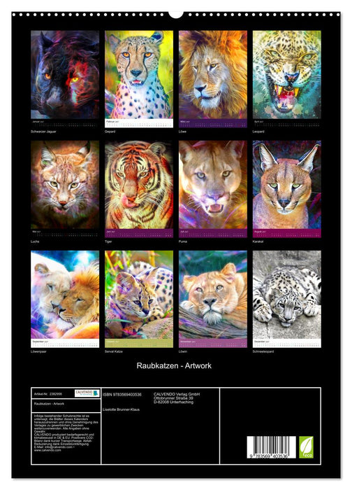 Raubkatzen - Artwork (CALVENDO Premium Wandkalender 2027)