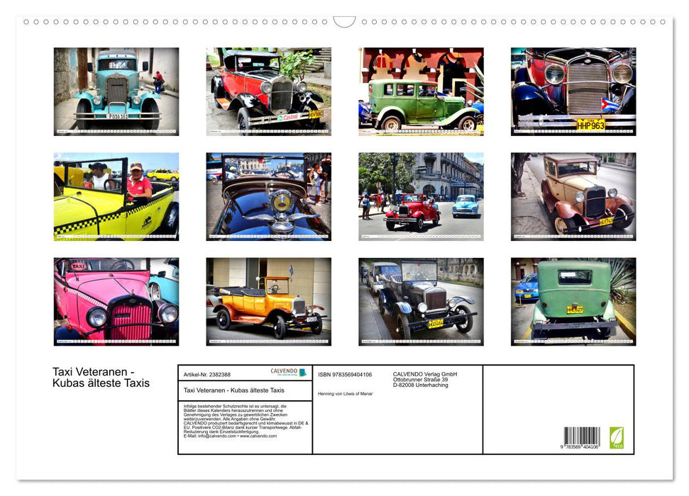 Taxi Veteranen - Kubas älteste Taxis (CALVENDO Wandkalender 2027)