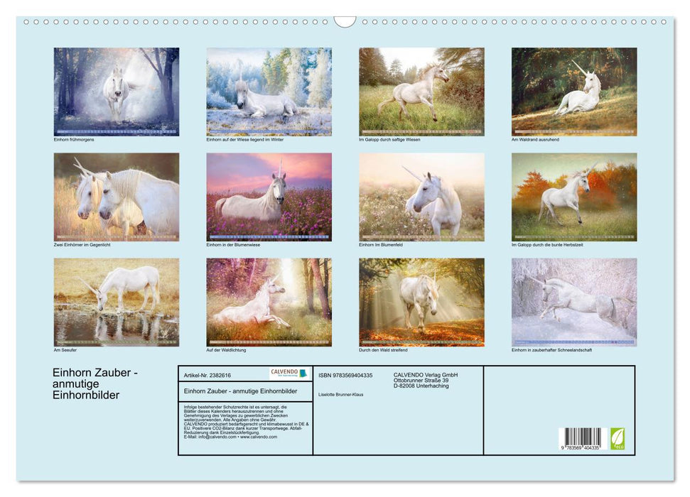 Einhorn Zauber - anmutige Einhornbilder (CALVENDO Wandkalender 2027)