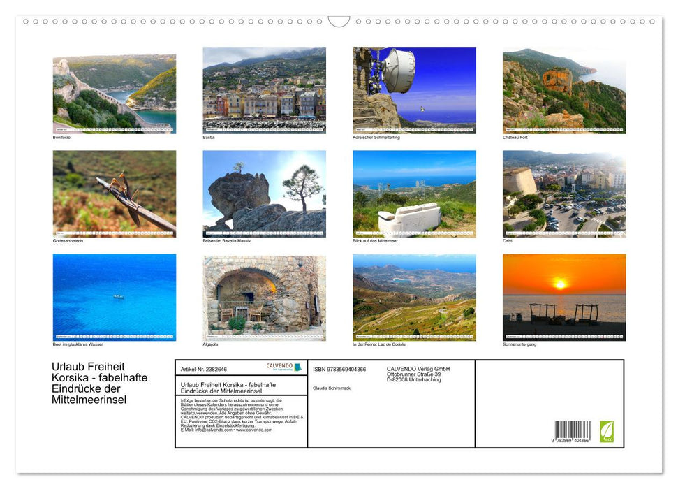 Urlaub Freiheit Korsika - fabelhafte Eindrücke der Mittelmeerinsel (CALVENDO Wandkalender 2027)