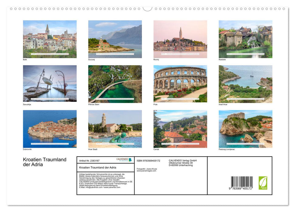Kroatien Traumland der Adria (CALVENDO Premium Wandkalender 2027)