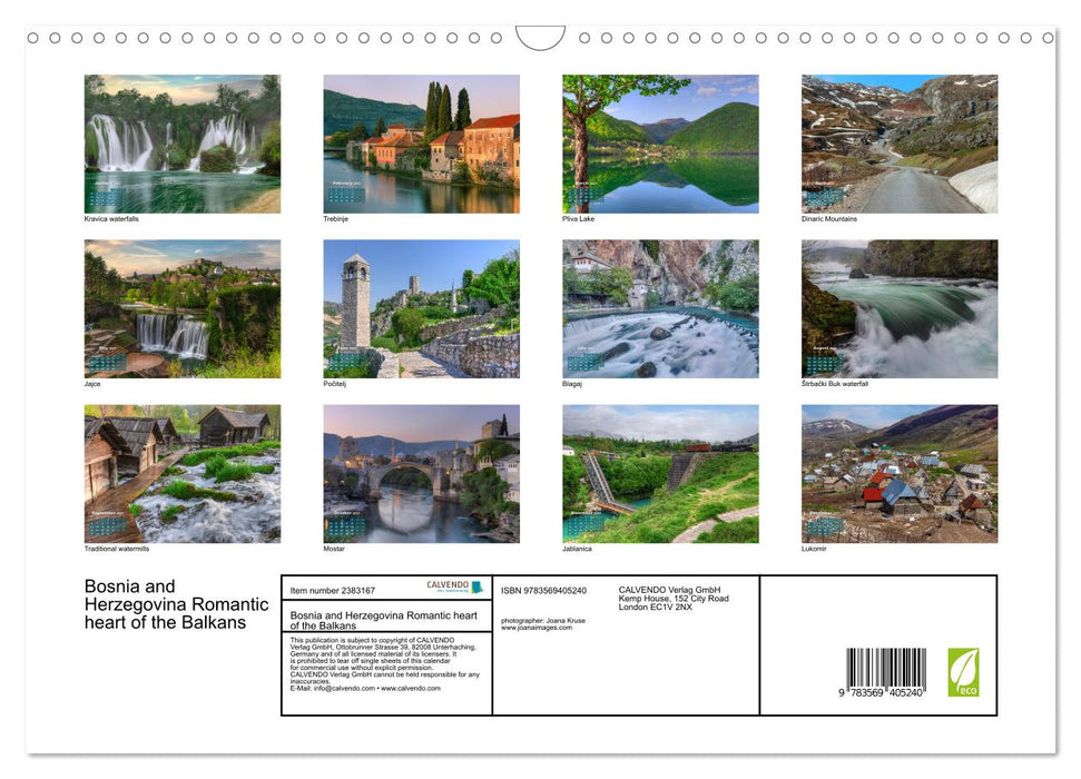 Bosnia and Herzegovina Romantic heart of the Balkans (CALVENDO Monthly Calendar 2027)