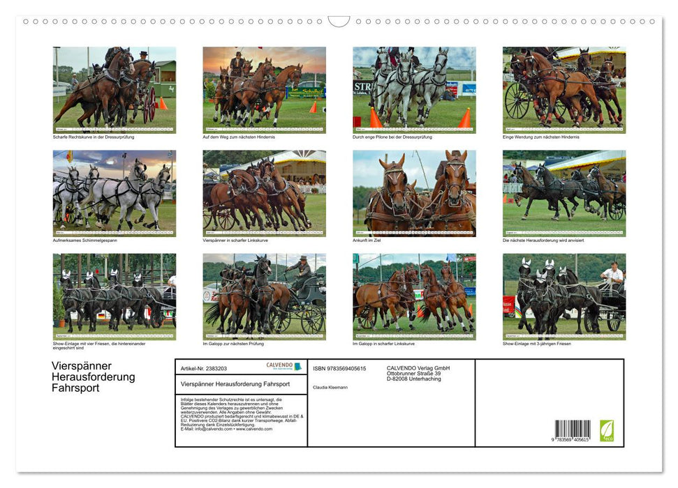 Vierspänner Herausforderung Fahrsport (CALVENDO Wandkalender 2027)