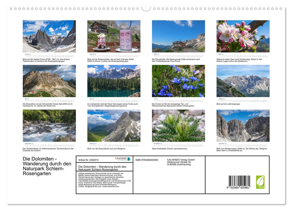 Die Dolomiten - Wanderung durch den Naturpark Schlern-Rosengarten (CALVENDO Premium Wandkalender 2027)