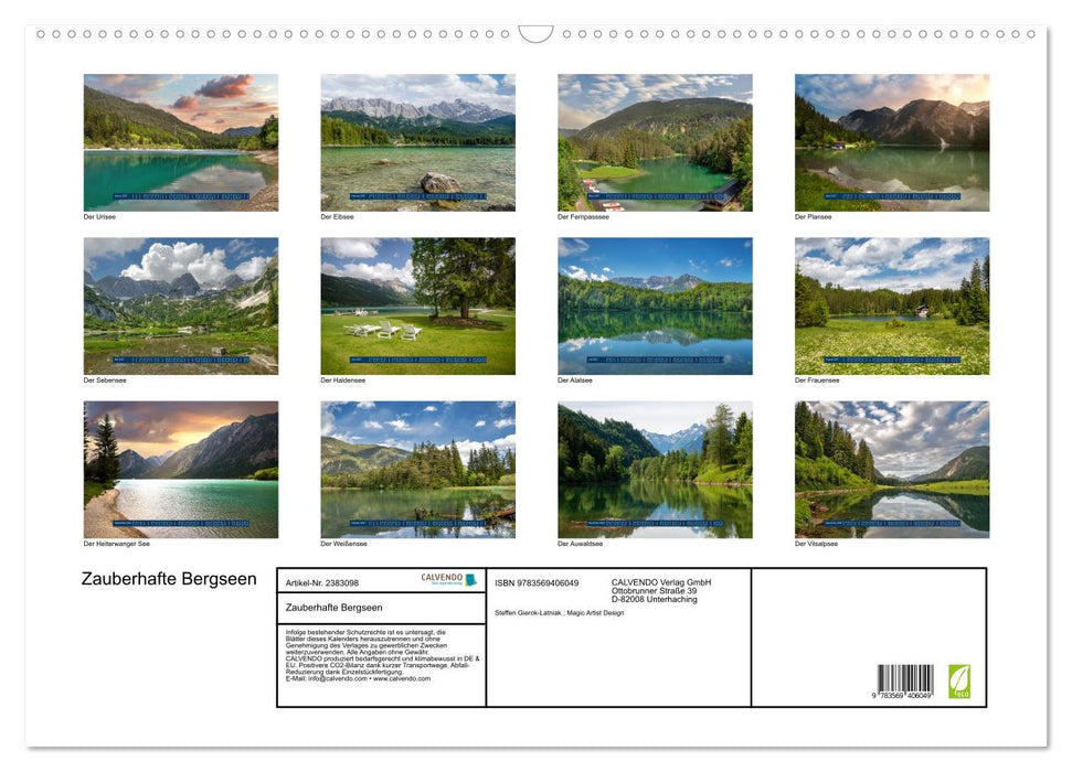 Zauberhafte Bergseen (CALVENDO Wandkalender 2027)