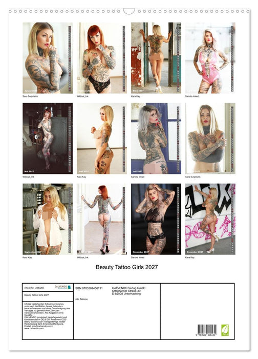 Beauty Tattoo Girls 2027 (CALVENDO Wandkalender 2027)