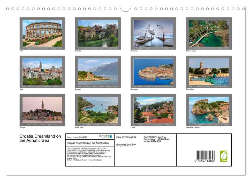 Croatia Dreamland on the Adriatic Sea (CALVENDO Monthly Calendar 2027)