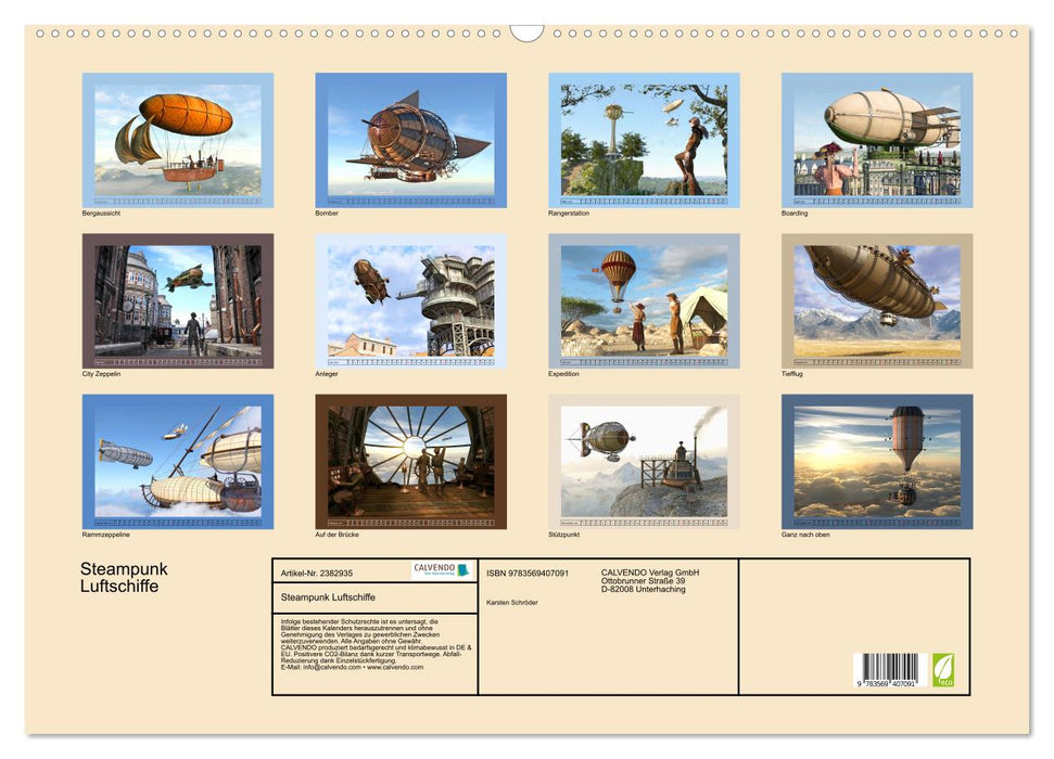Steampunk Luftschiffe (CALVENDO Wandkalender 2027)